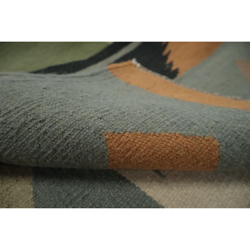 Hand Woven Oriental 100% Wool Carpet Southwestern Tribal Greys & Charcoal Kilim Area Rug - 12' 0'' X 12' 0''