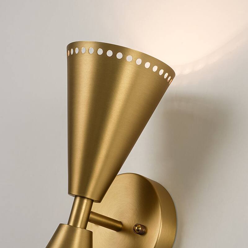 2-Light Mid-century Dual Cone Hourglass Up Down Wall Sconce