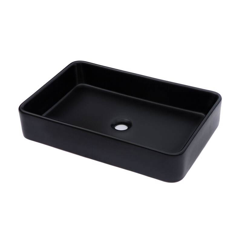 Black Ceramic Handmade Rectangular Vessel Bathroom Sink