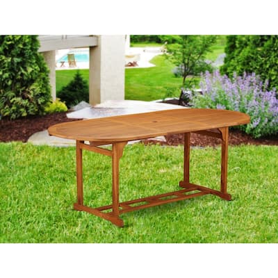 Acacia Wood Dining Table - Outdoor Patio Table - Extension Leaf - Natural Finish - Solid Wood Table - 78.6