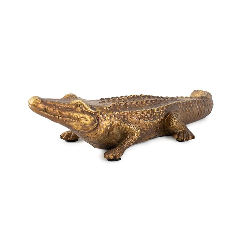 Allan Andrews Antiqued Gold Crocodile Sculpture
