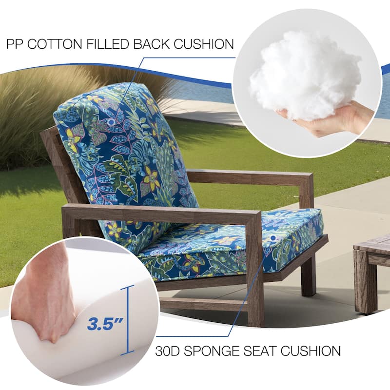 22 x 21 in Patio Premium fabric Outdoor Seat Cushions Set (Seat & Back)
