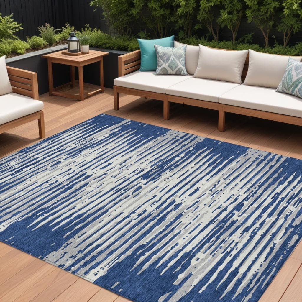 HomeRoots Striped Transitional Rectangle Outdoor Rug