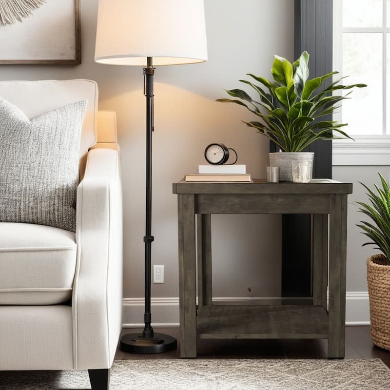 Bridgevine Home Joshua Creek 24 inch Side Table, No Assembly Required, Barnwood Finish - Barnwood - Wood