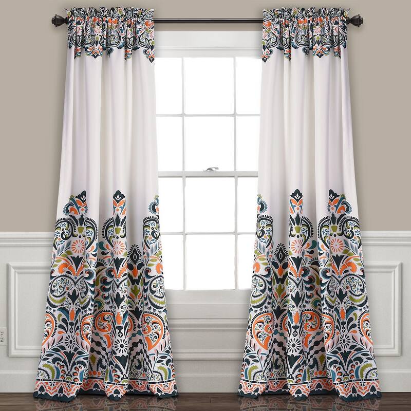 The Curated Nomad Presidio Room Darkening Window Curtain Panel Pair - 52x95 - navy/tangerine