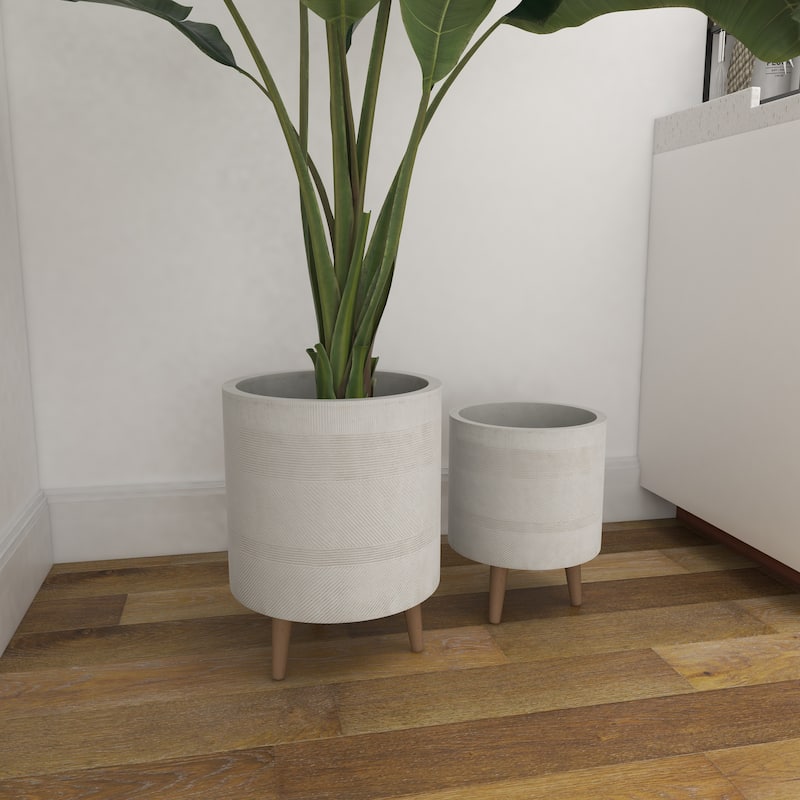 Ceramic Contemporary Planter (Set of 2) - 13 x 12 x 16Round