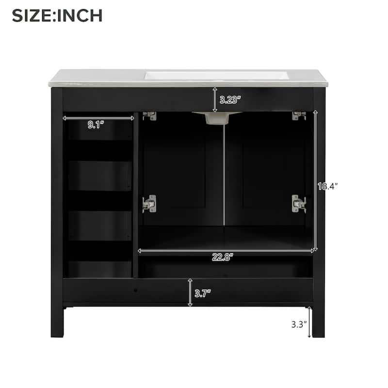 Bathroom Vanity with Sink Combo, Bathroom Cabinet with 2 Soft Close Doors, Solid Wood Vanity Set with 5 Drawers