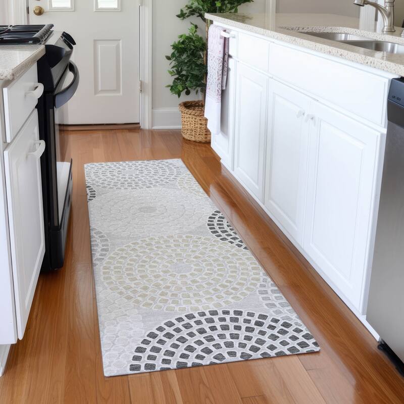 Premium Washable Super Soft Mosaic Colosseum Mayfield Rug - Gray - 2'3" x 7'6"