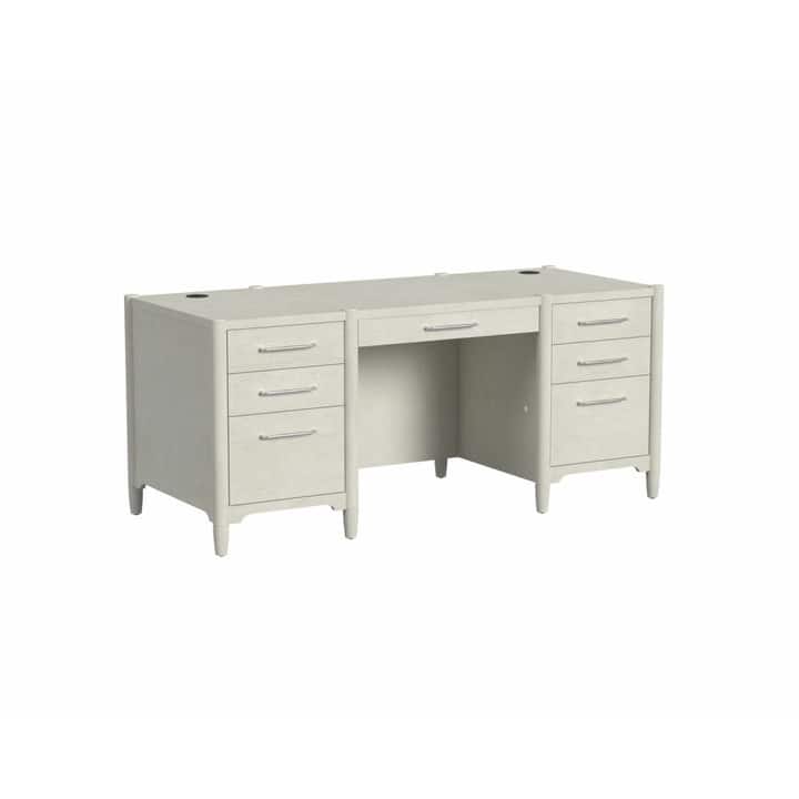 Modern Wood Double Pedestal Executive Desk, Writing Table, Office Storage, Fully Assembled, White - White - 69.25w x 30.25h x 29.25d