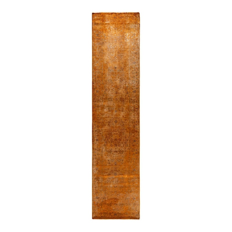 Fine Vibrance, One-of-a-Kind Hand-Knotted Runner Rug - Gold, 2' 8" x 11' 5" - 2' 8" x 11' 5"