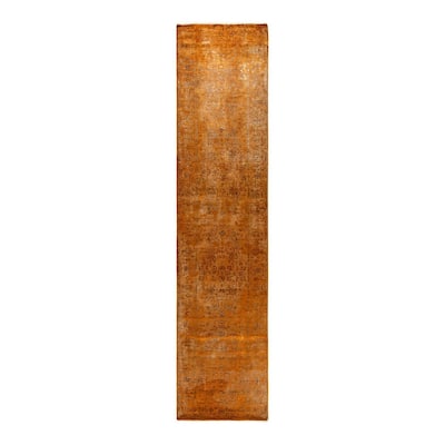 Fine Vibrance, One-of-a-Kind Hand-Knotted Runner Rug - Gold, 2' 8" x 11' 5" - 2' 8" x 11' 5"