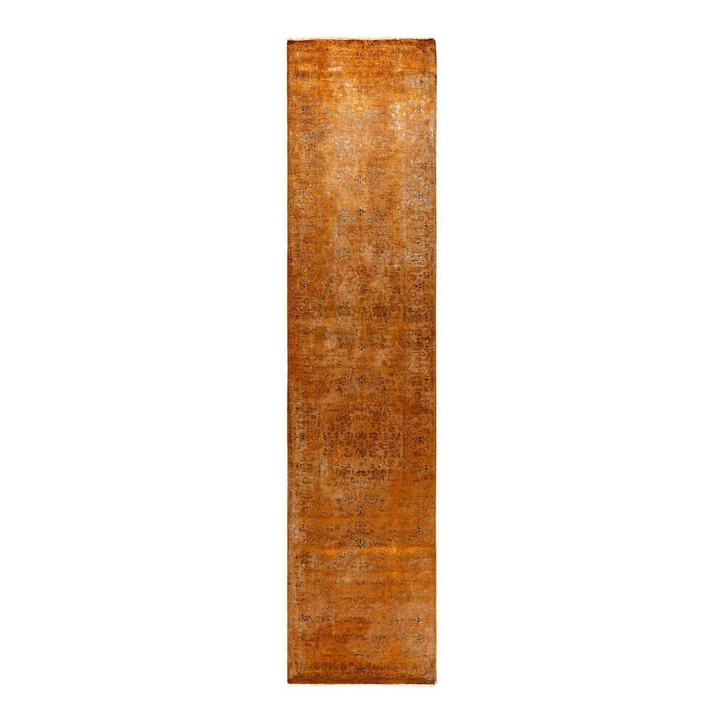 Fine Vibrance, One-of-a-Kind Hand-Knotted Runner Rug - Gold, 2' 8" x 11' 5" - 2' 8" x 11' 5"
