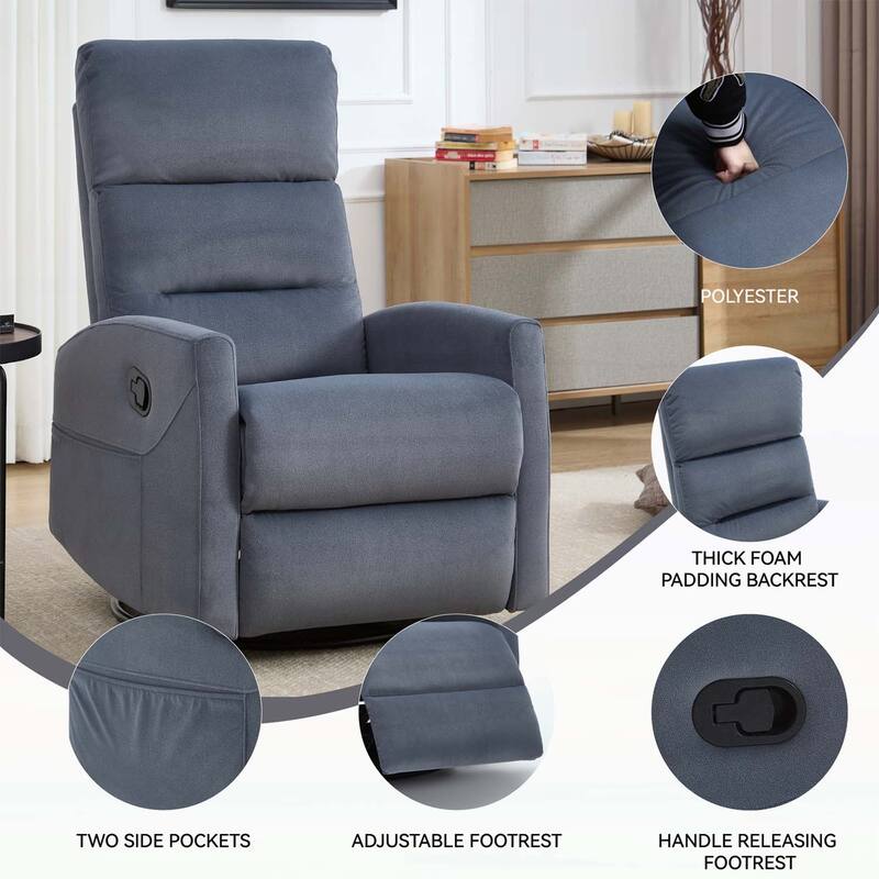 Manual Recliner Chair with Rocker and Swivel,for Living Room Comfort and Relaxation
