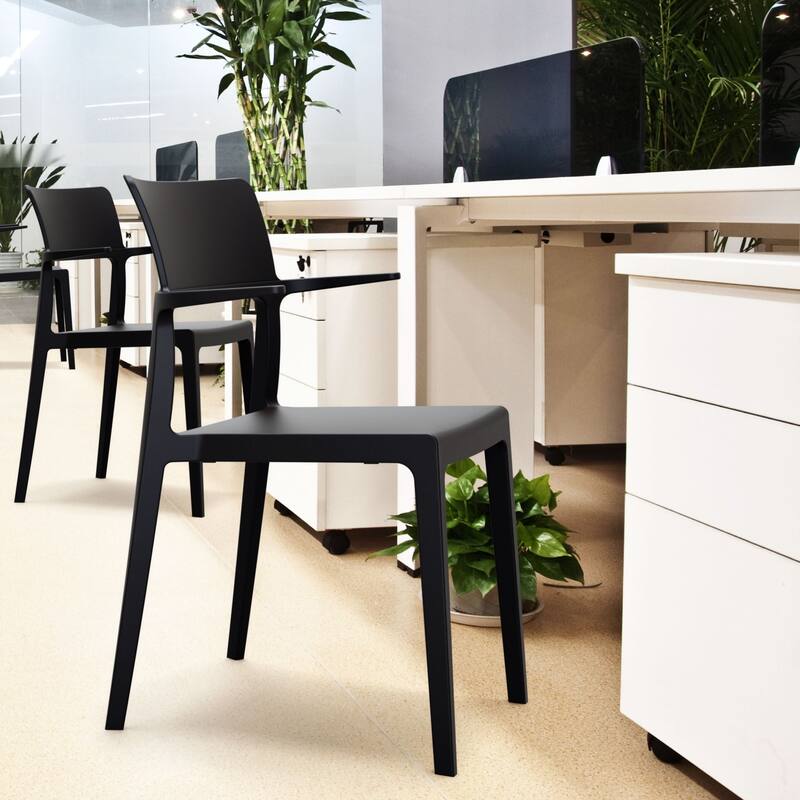 33.5" Black Solid Patio Arm Chair