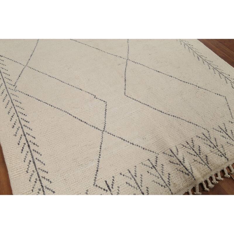 Ivory Moroccan Area Rug Handmade Wool Carpet - 5'11"x 9'4"