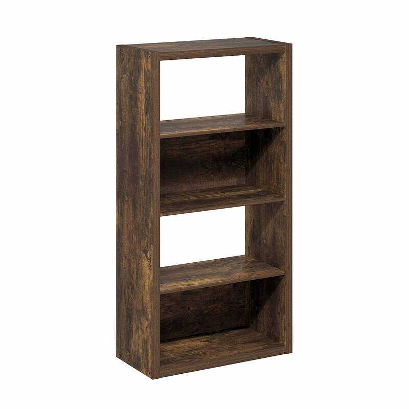 Furinno Viola 4-Tier Open Shelf Bookcase, Bookshelf, Dark Oak - Amber Pine