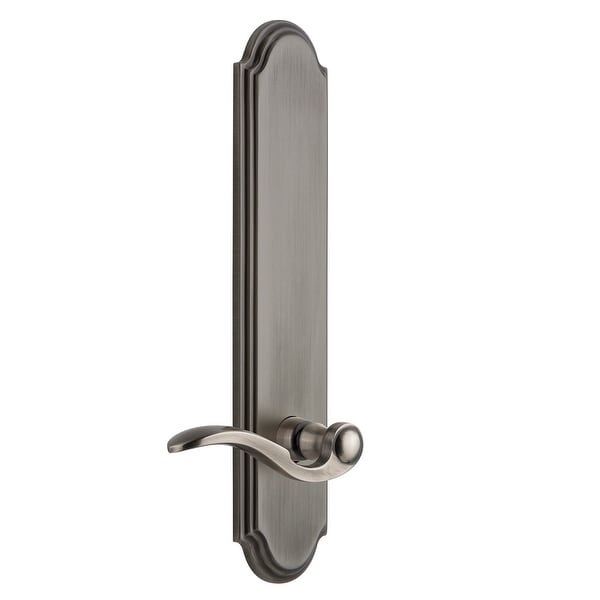 Grandeur ARCBEL_TP_PRV_238_LH Arc Solid Brass Tall Plate Rose Left Handed Privacy Door Lever Set with Bellagio Lever and 2-3/8"