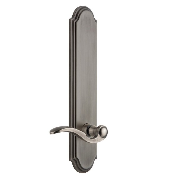 Grandeur ARCBEL_TP_PRV_238_RH Arc Solid Brass Tall Plate Rose Right Handed Privacy Door Lever Set with Bellagio Lever and