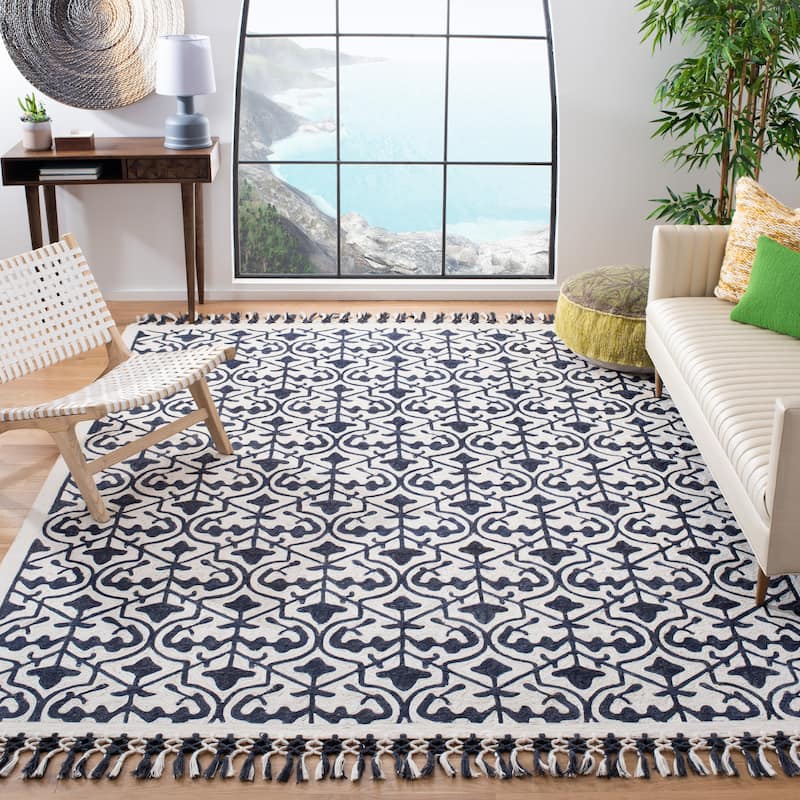 SAFAVIEH Handmade Sahara Annika Moroccan Jute Rug - 8' x 10' - Navy/Ivory