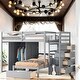 preview thumbnail 2 of 28, Full Over Twin Children'S Bunk Bed with Closet and Stairs with Handrail for Bedroom