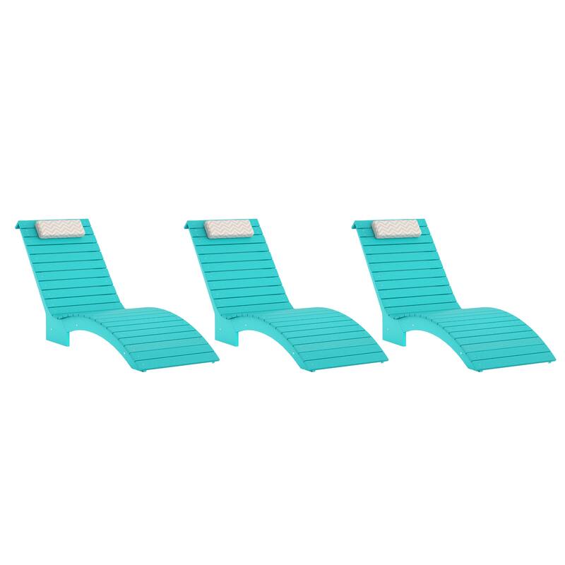 Outdoor Chaise Lounge Chair Set of 3, Patio Lounge Chairs for Outside, HDPS Lounge Chair - 59.8"L x 22"W x 34.8"H