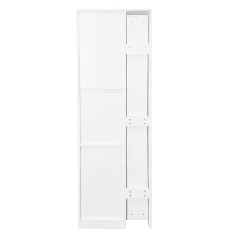 Kitchen Pantry Cabinet With Multi-Functional Pull-Out Multi-Tier Storage Shelf,With Glass Doors