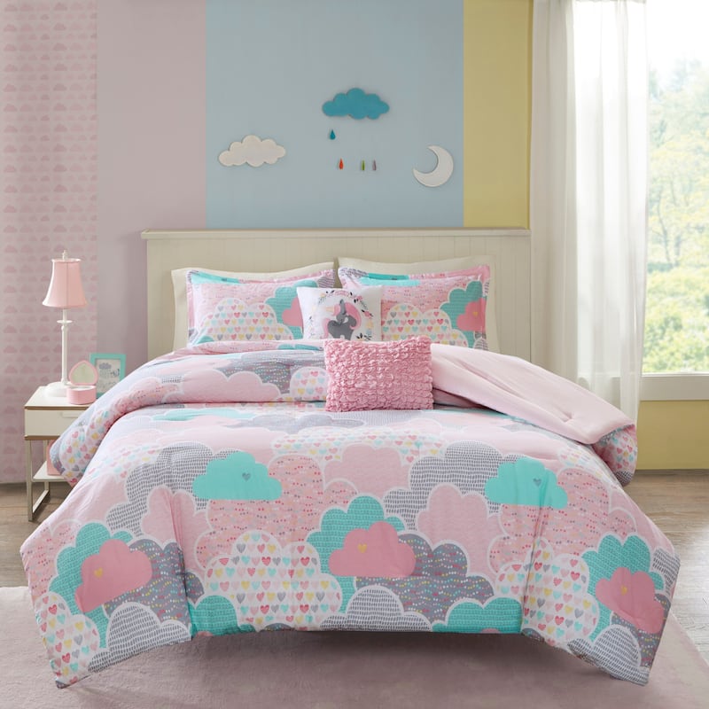 Urban Habitat Kids Bliss Pink Cotton Printed 5-piece Comforter Set - Full - Queen