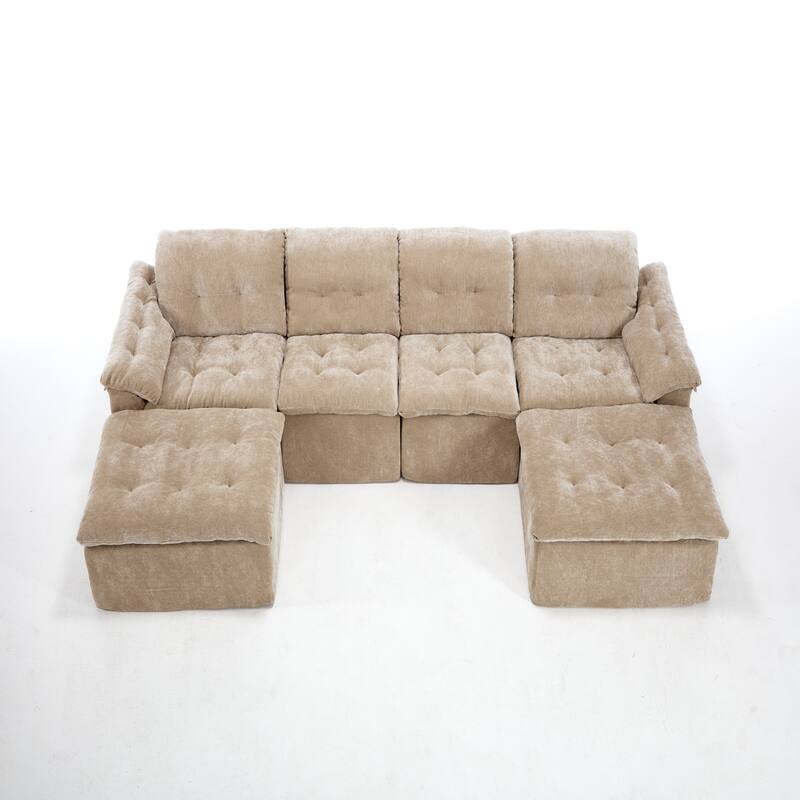Modular Convertible Cushioned Sleeper Sofa Set