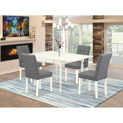 5-Piece Linen White Finish Solid Wood Top Rectangular Dining Room Set (Seats-4)
