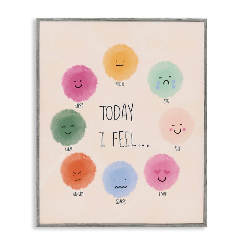 Stupell Educational Wheel of Emotions Framed Giclee Art Design By Chen Alyesh - 16 x 20 - Grey