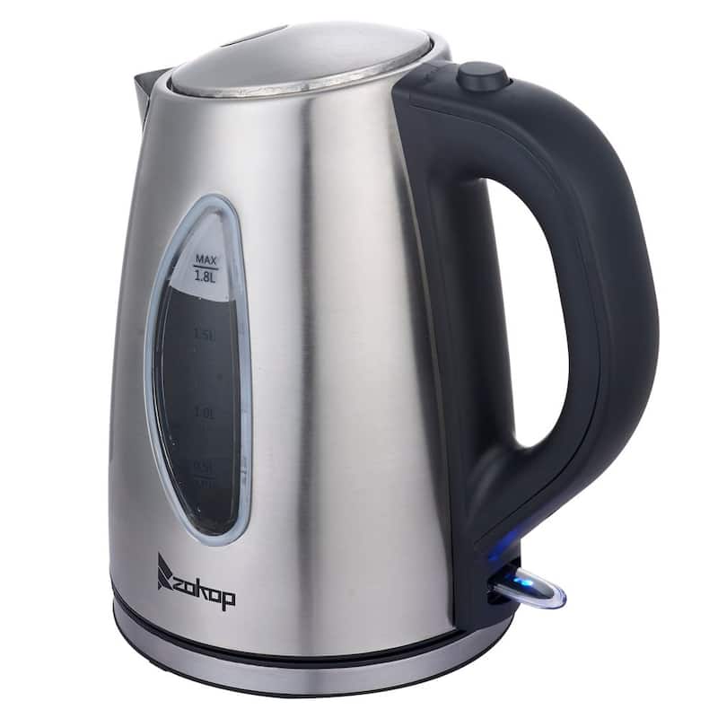 110V 1500W 1.8L Stainless Steel Electric Kettle with Water Window - Stainless Steel