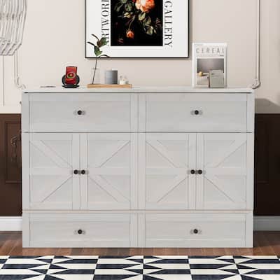 Queen Size Modern Murphy Bed with Versatile Storage Drawers & USB