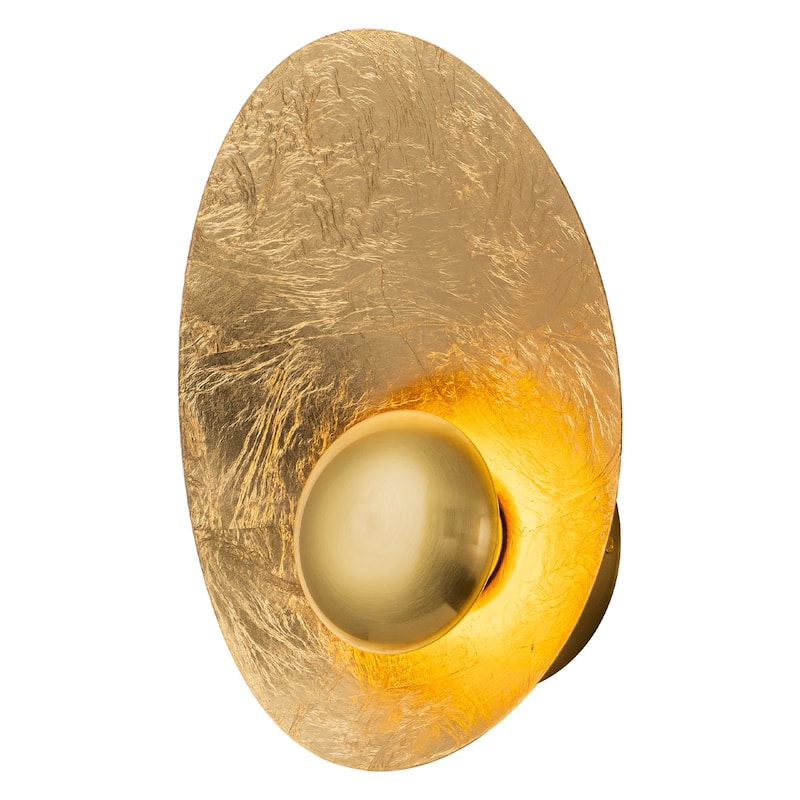 Gold Iron LED Wall Sconce with Interior Gold Leaf Finish Dimmable