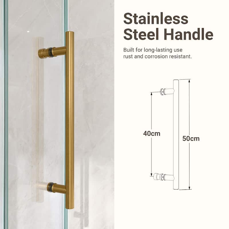GDFStudio - Modern America Design Frameless Single Sliding Shower Door with 5/16" SGCC Tempered Glass & Stainless Steel Hardware