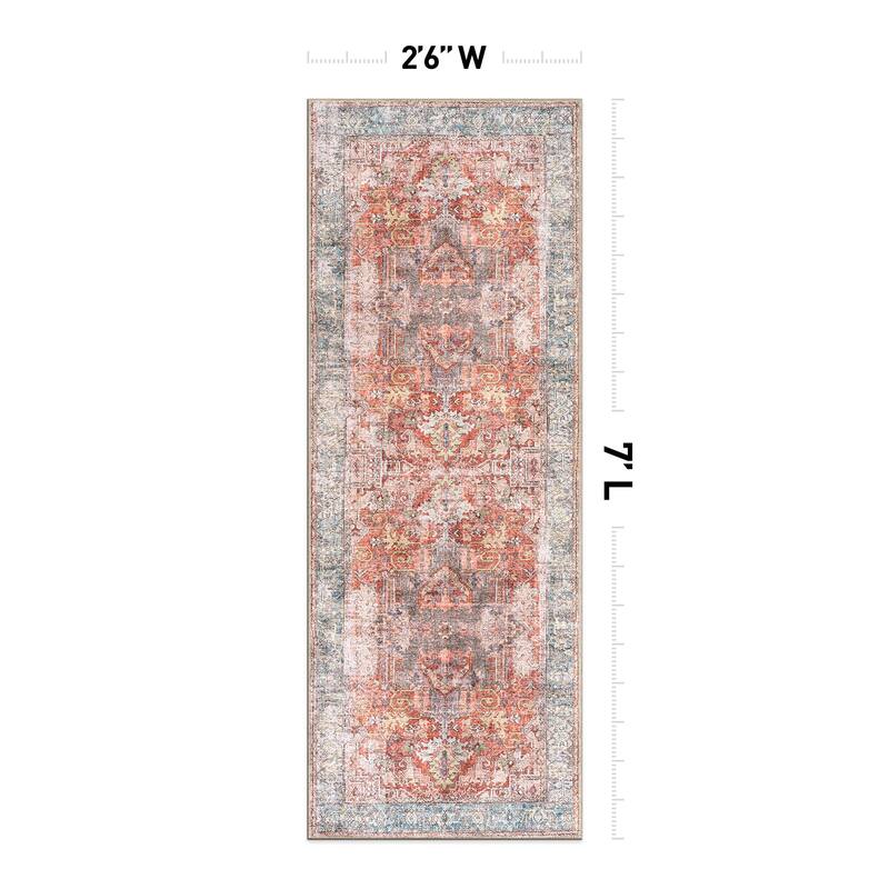 World Rug Gallery Vintage Inspired Distressed Machine Washable Area Rug