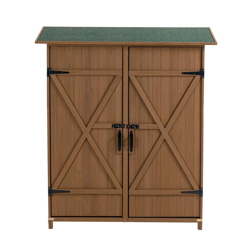 Merax Outdoor Storage Shed with Lockable Door - Brown
