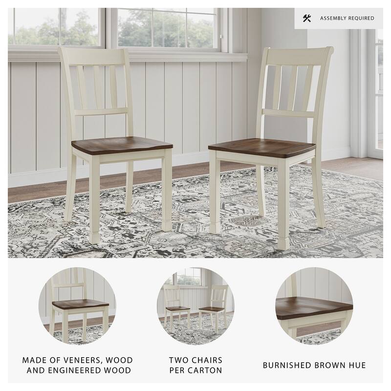 Signature Design by Ashley Whitesburg Brown and White Dining Chairs (Set of 2)