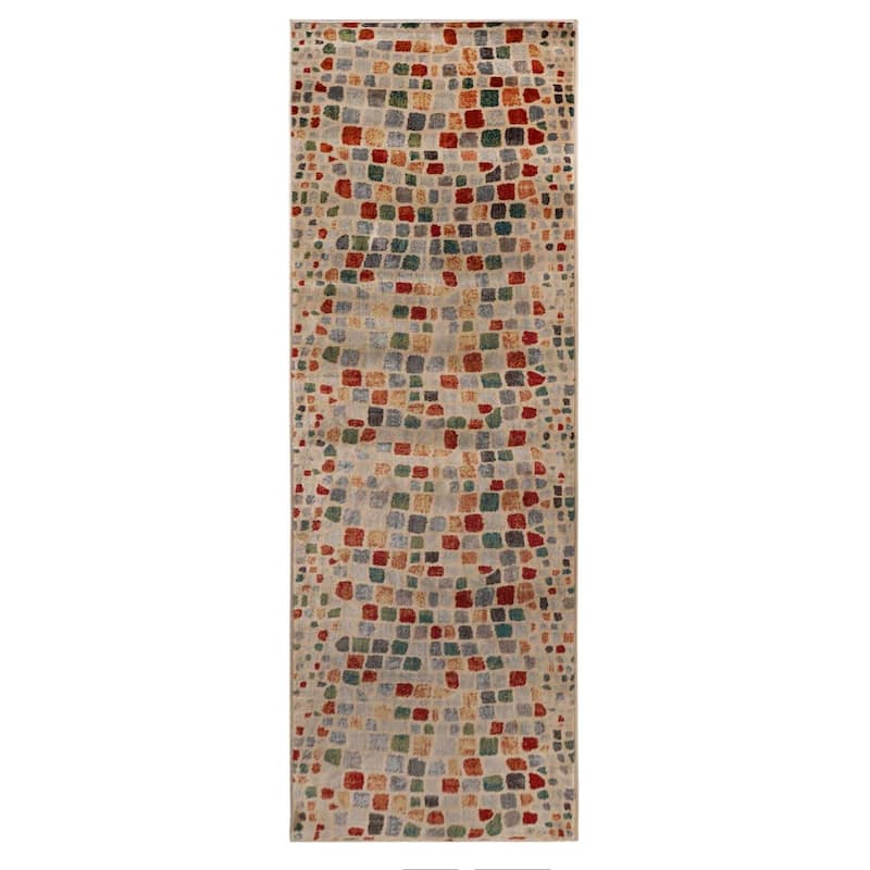 Contemporary Geometric Cobblestone Runner or Area Rug by Superior