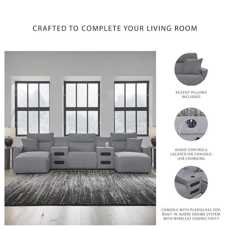 Signature Design by Ashley Modmax Gray 5-Piece Power Reclining Sectional with Chaise - 152" W x 63" D x 41" H