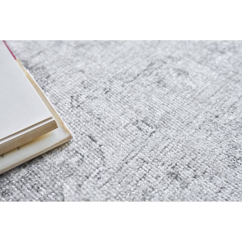 EXQUISITE RUGS Dorchester Hand-loomed Wool/Bamboo Silk Ivory/Silver Area Rug.