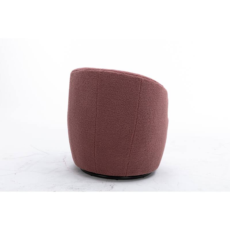 Teddy Fabric Swivel Barrel Chair with 360° Rotation & Metal Base