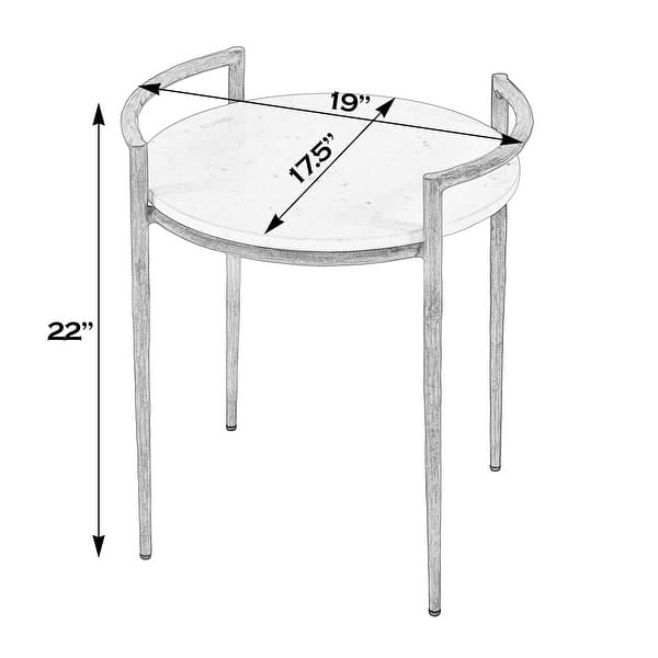 Madlyn 19 in. W Round Marble and Iron Side Table