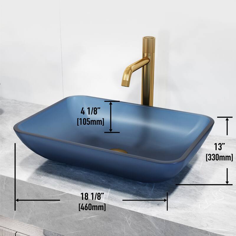 VIGO Sottile 18"L x 13"W Glass Vessel Sink and Apollo 12"H Faucet Set