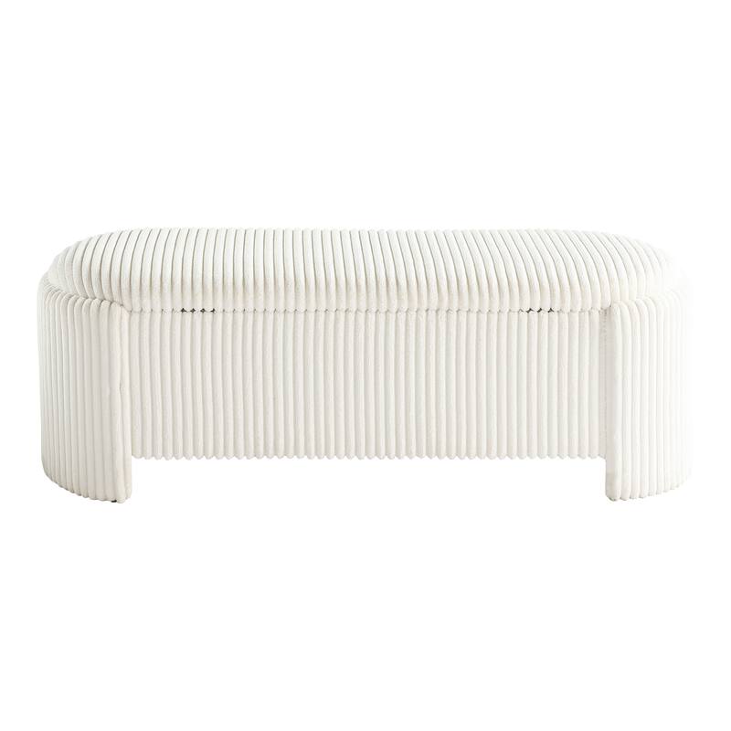 247 Shop At Home Modern Oval Chenille Storage Bench