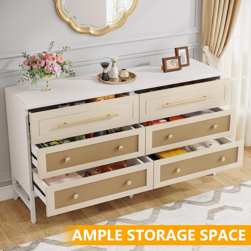 Modern Dresser 6 Drawer Dressers Chests of Drawers for Bedroom