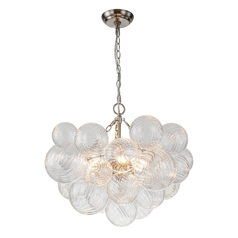 Luxury Ribbed Glass Globe Cluster Bubble Chandelier - Brass, Nickel