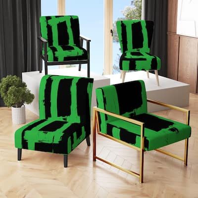 Designart "Black & White Crossing Paths II" Upholstered Abstract Accent Chair - Modern Arm Chair For Living Room