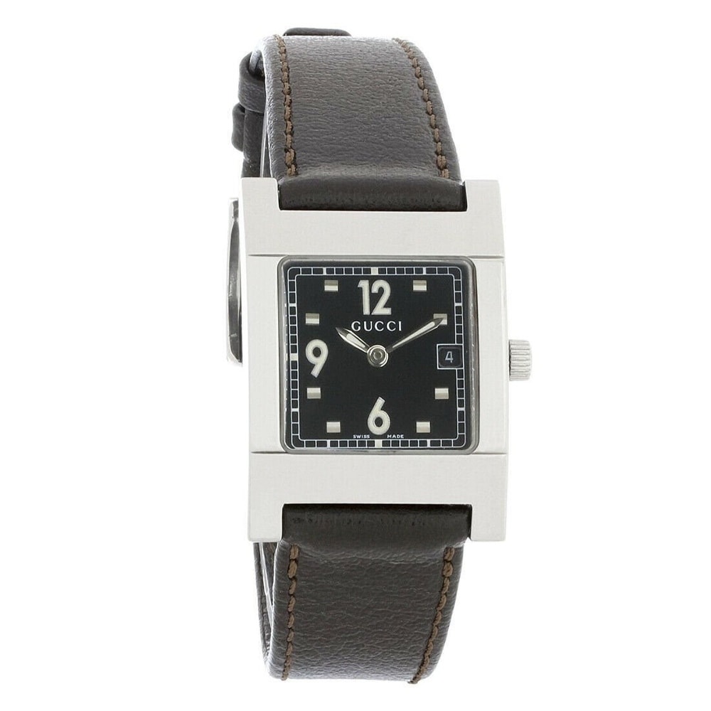 Gucci Gucci Women S Ya077505 7700 Series Brown Leather Watch Black Black From Overstock Com Shefinds
