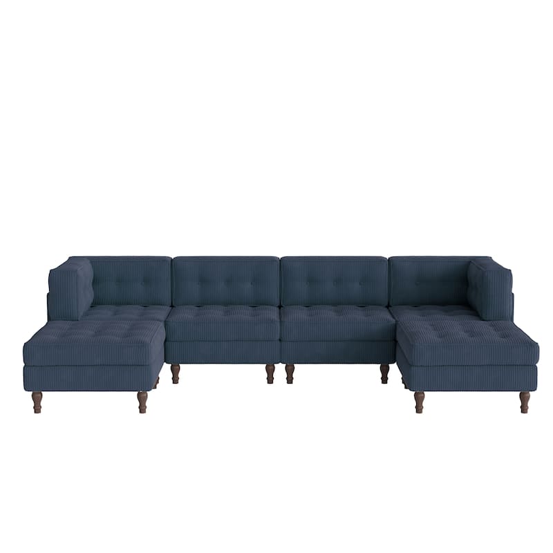 Oversized Modular Sectional Corduroy Fabric Tufted Sofa