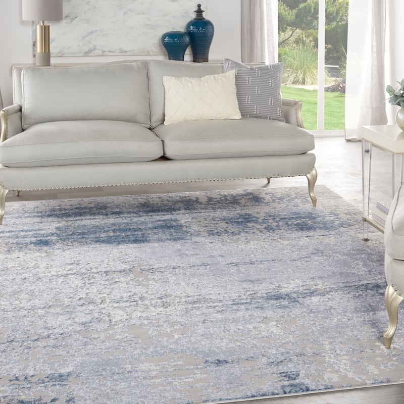 Grand Expressions Modern Abstract Navy Grey Area Rug